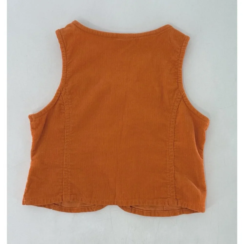 GYMBOREE Girl’s Orange Corduroy Button Front Embroidered‎ Vest Sz 3
